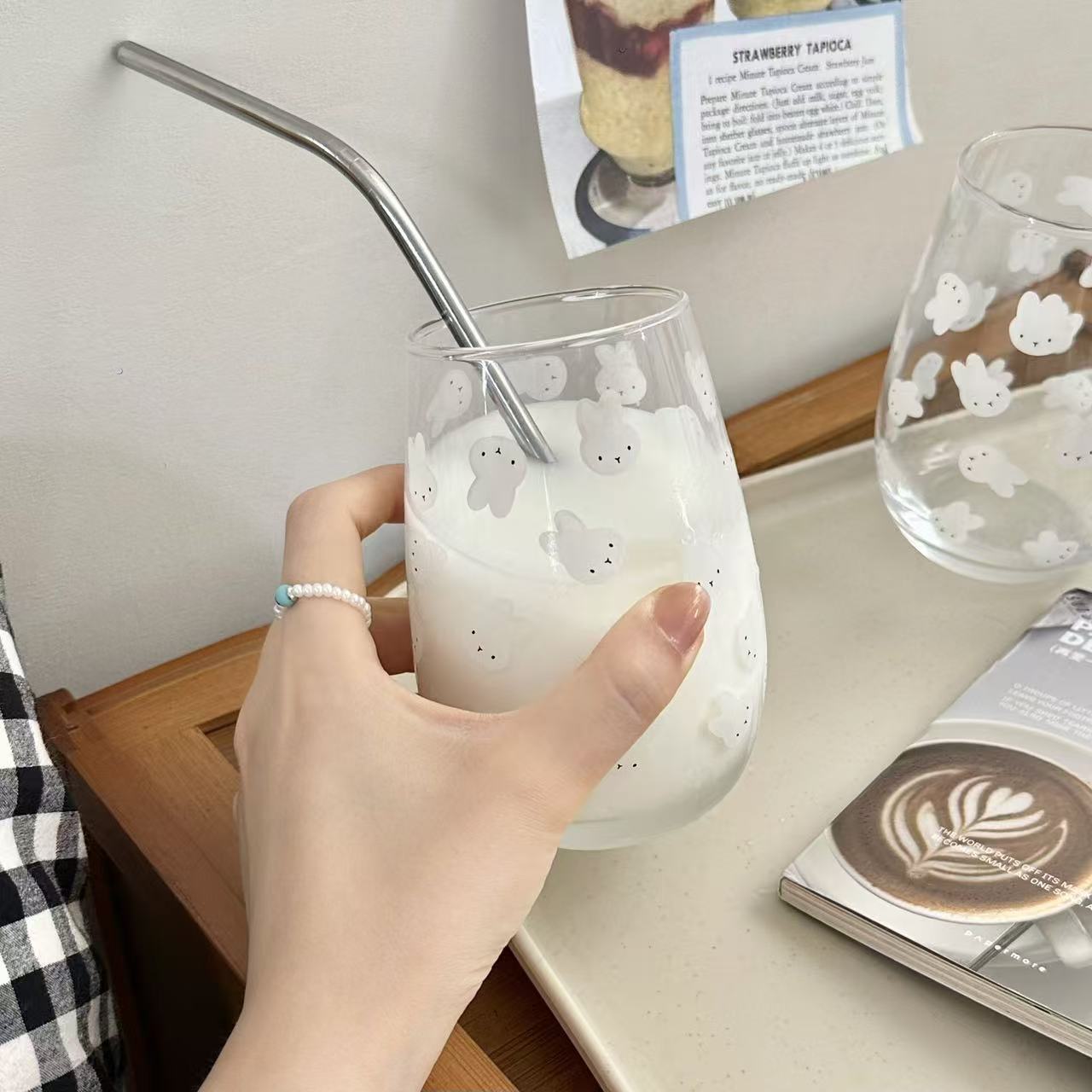 كوب زجاجي مطبوع عليه أرنب ميفي - مراجعة Coffee Tea With Milk وسعره