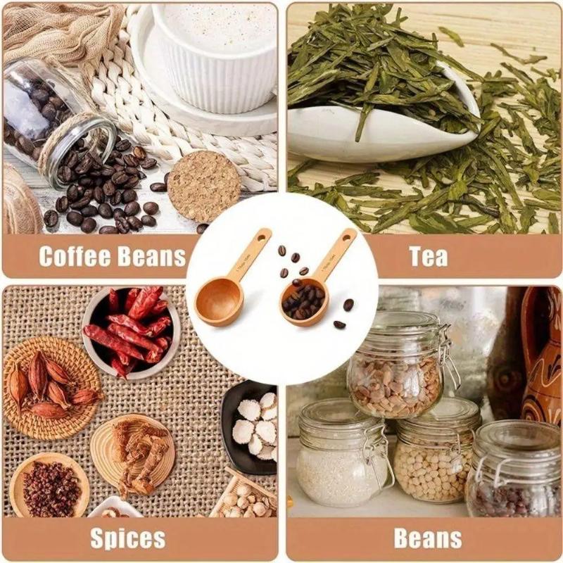 ملعقة قياس خشبية محمولة من خشب - مراجعة Coffee Tea Sugar وسعره